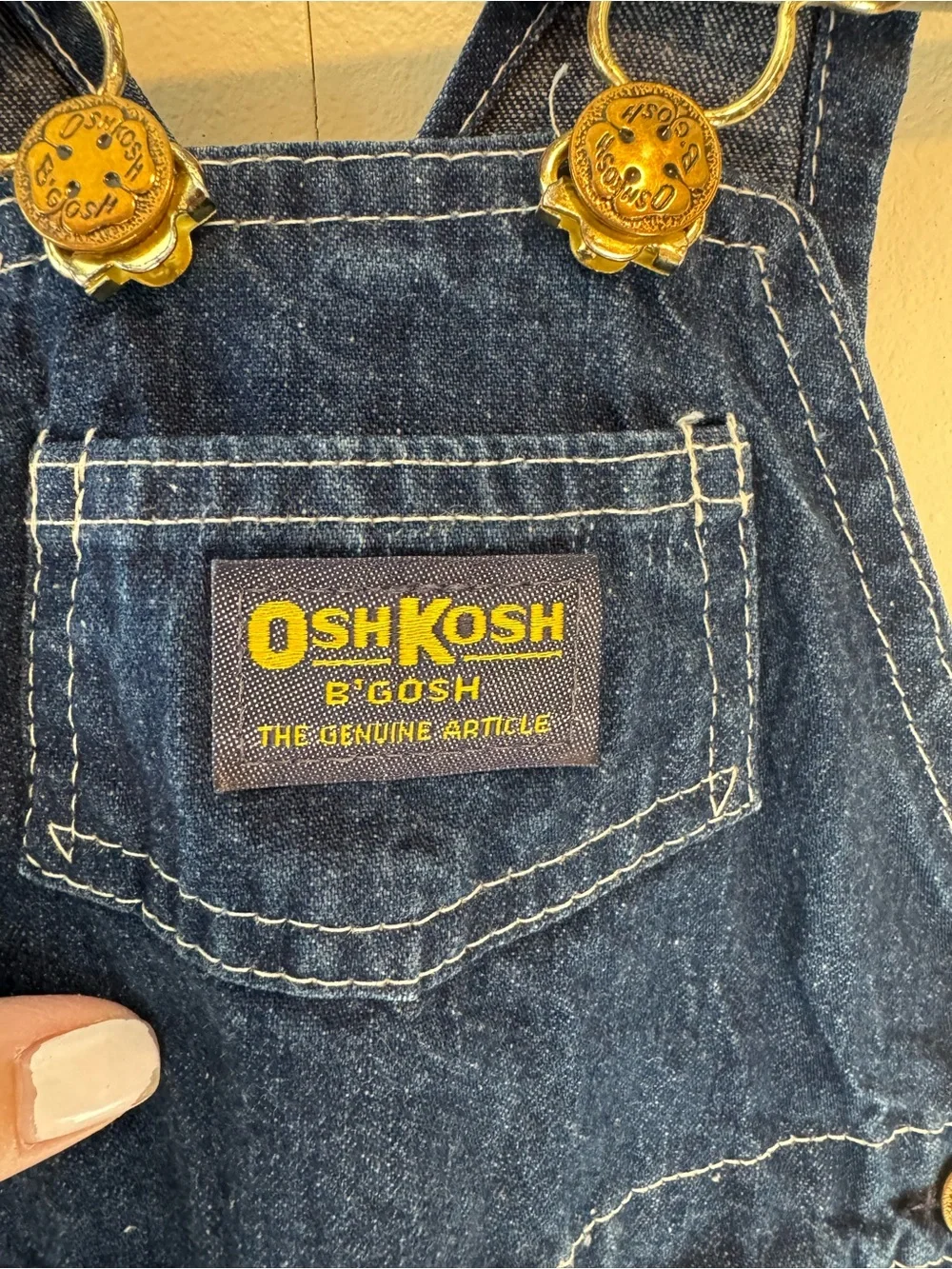 Vintage Osh Kosh B’Gosh 90s Paper Tag Baby Classic Dark Denim Overalls 18 months
